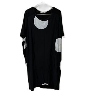 Alembika Tekbika Tunic Women's Size Medium Black White Moon Design T shirt Dress